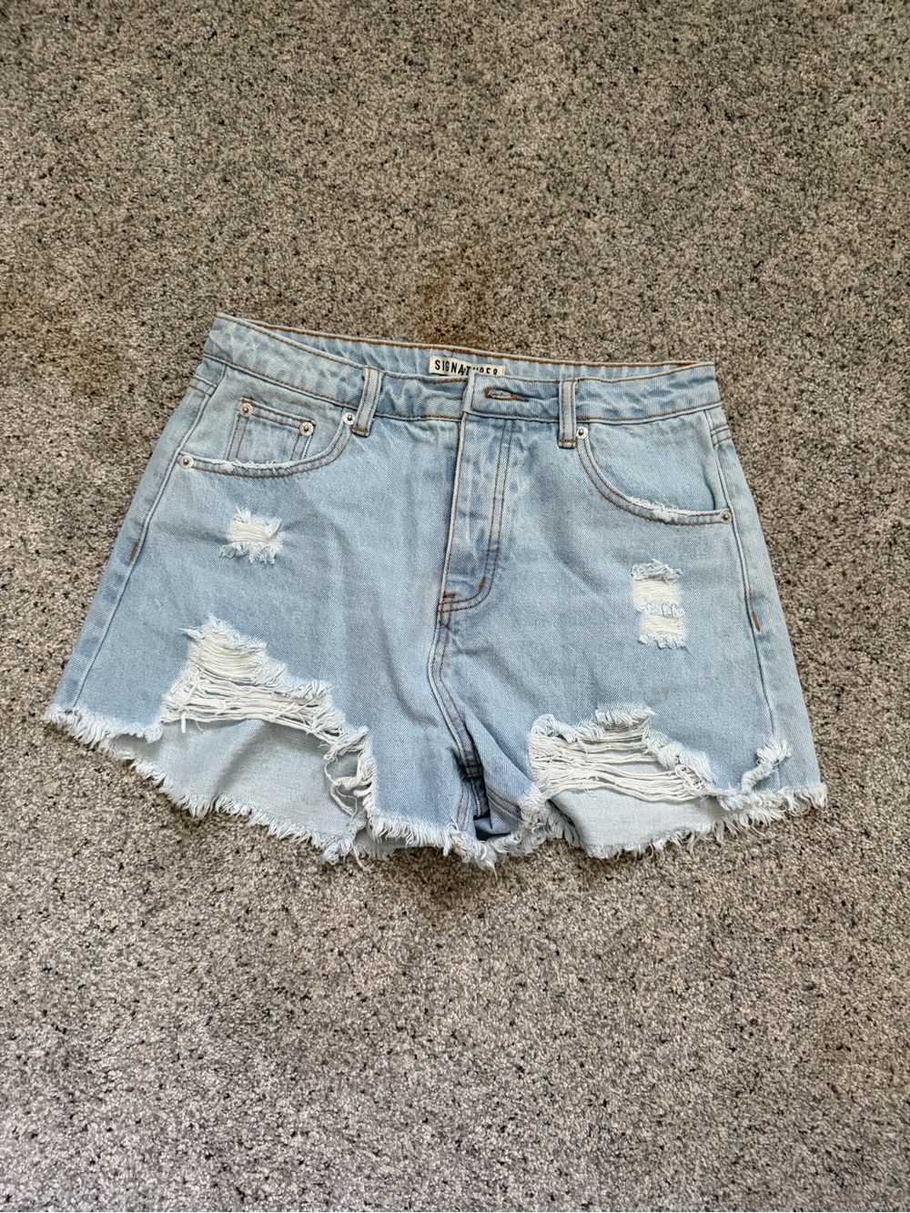 Signature8 Light Blue Ripped Denim Shorts